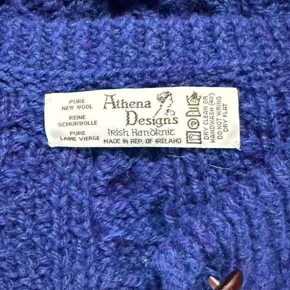 Athena Designs Wool Irish Cableknit Cardigan Sweater - Picture 5 of 5